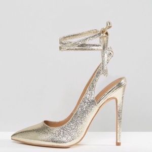 Gold ASOS wrap heels